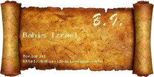 Bahis Izrael névjegykártya